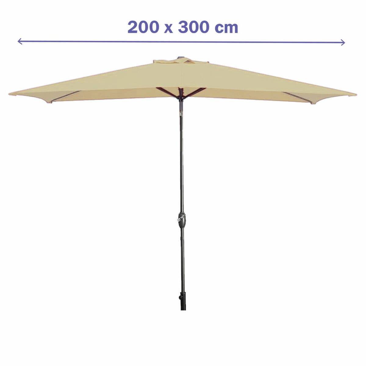 Marbueno Sonnenschirm Stahl 8 Streben 200x300 cm Polyester Braun Garten 10492 - Thumbnail 2