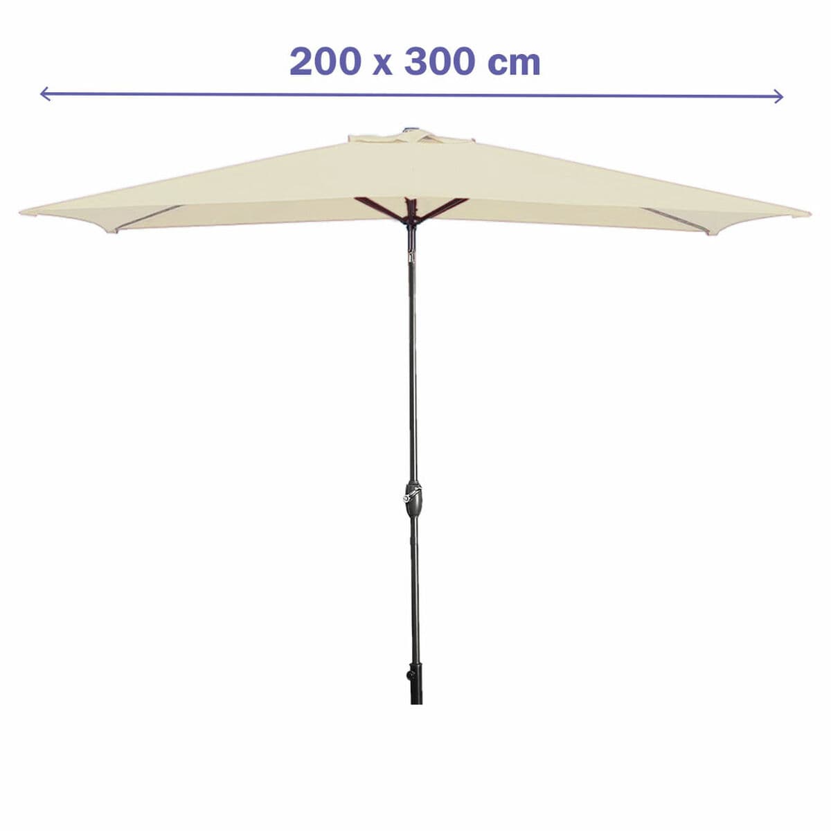 Marbueno Sonnenschirm Stahl 8 Streben 200x300 cm Polyester Beige Garten, Pool 10493 - Thumbnail 2