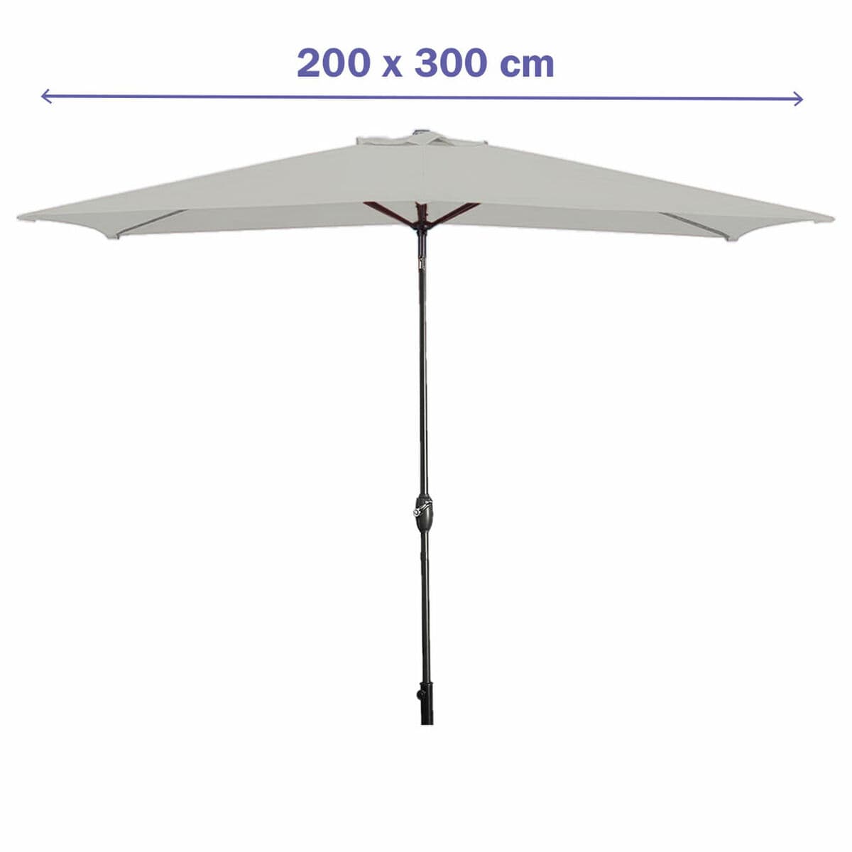 Marbueno Sonnenschirm Stahl 8 Streben 200x300 cm Polyester Weiß Garten, Pool, Terrasse - Thumbnail 2