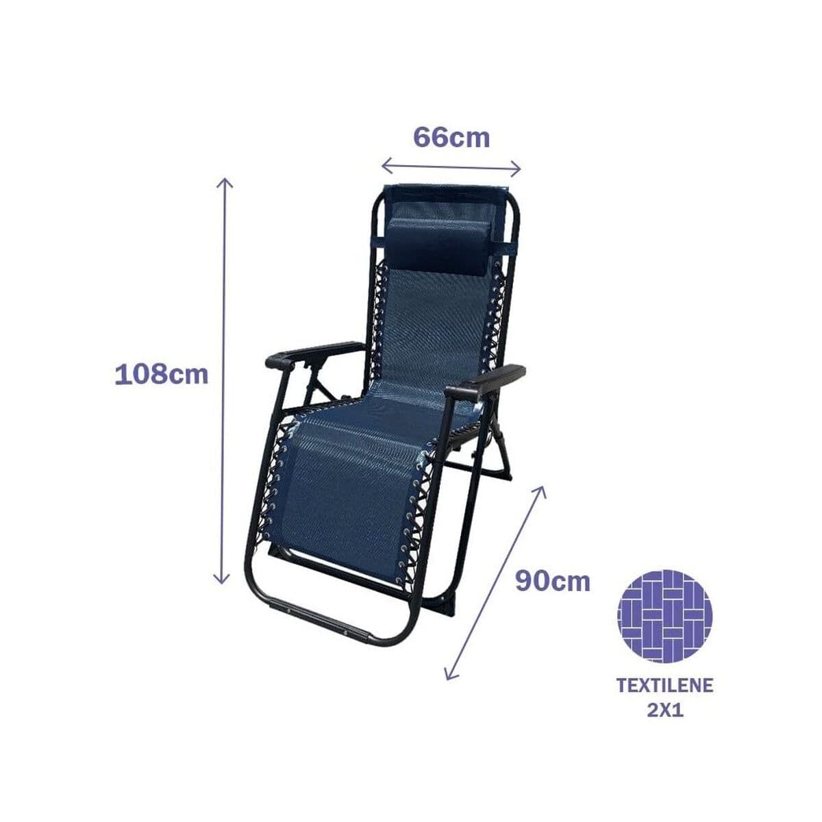 Gepolsterte Campingstuhl Marbueno 90 x 108 x 66 cm Blau - Thumbnail 2