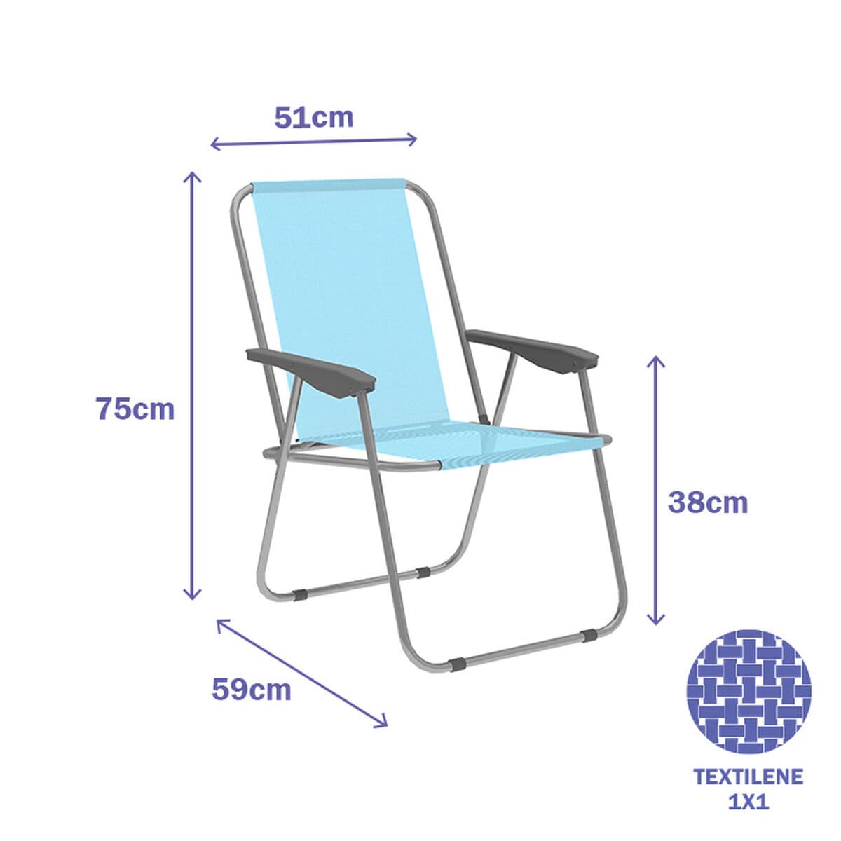 Gepolsterte Campingstuhl Marbueno Blau 59 x 75 x 51 cm - Thumbnail 2
