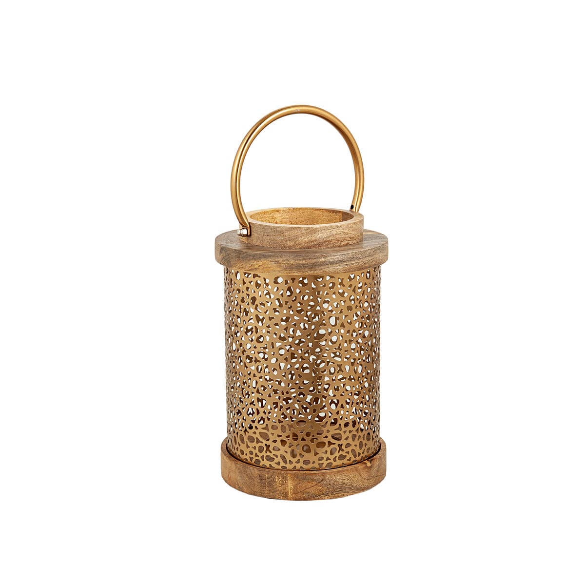 Laterne Romimex Braun Gold Holz Metall — Bild 1