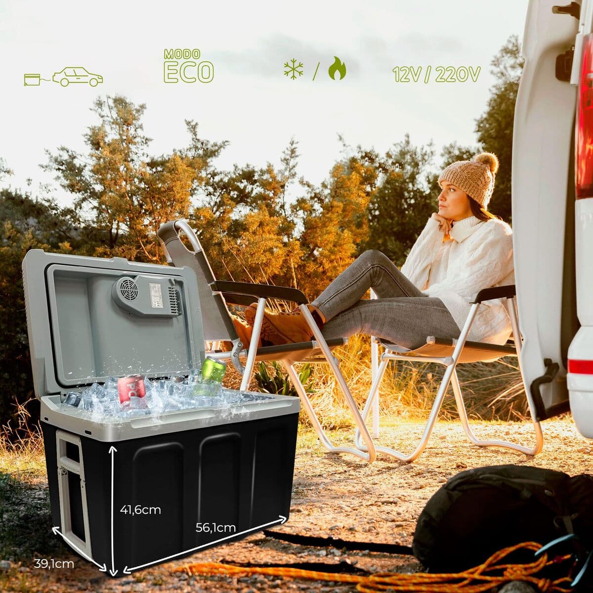 Elektrischer Tragbarer Kühlschrank Schwarz 40 L (Restauriert A) - Thumbnail 8