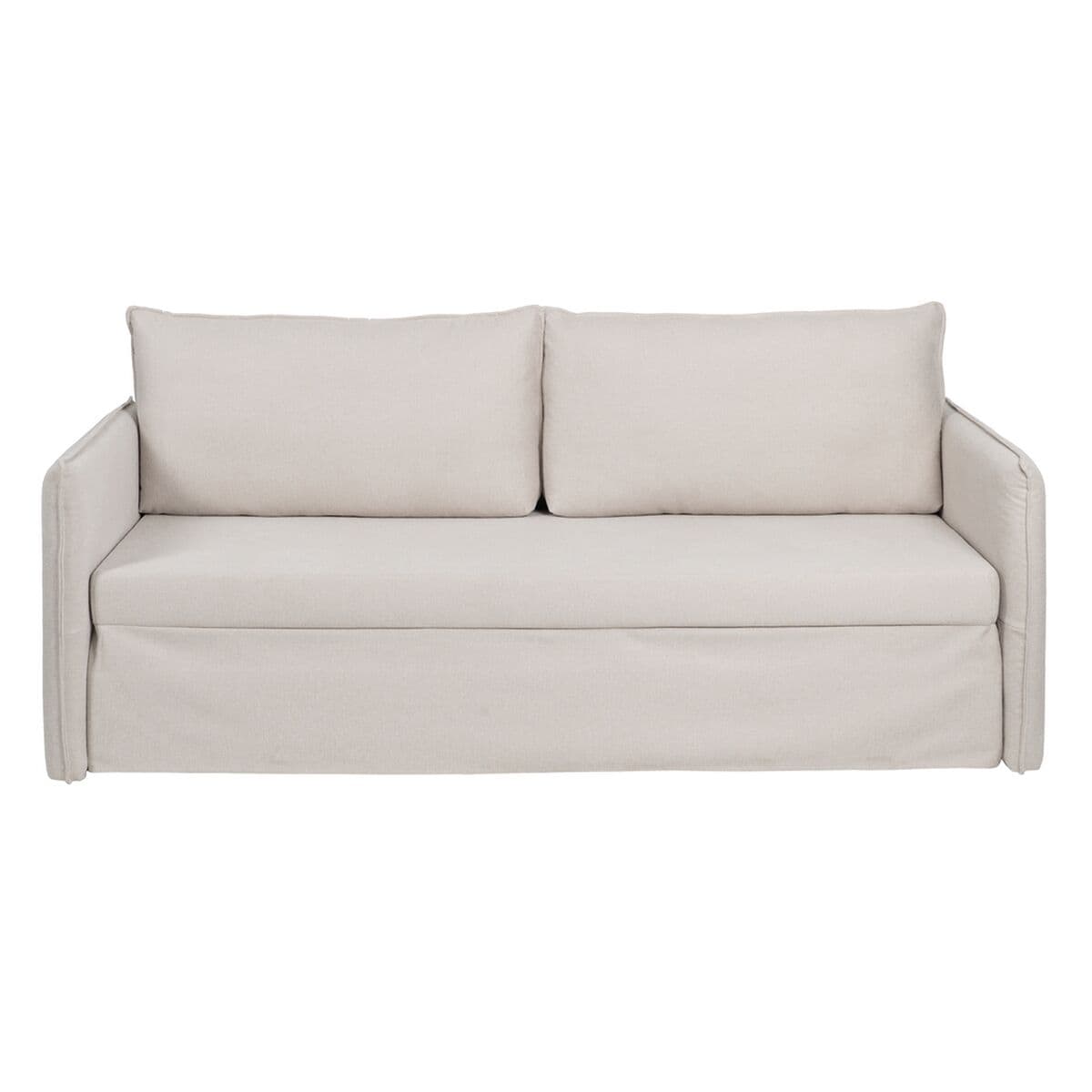 Sofa Beige Polyester Leinen 210 x 93 x 95 cm - Thumbnail 3
