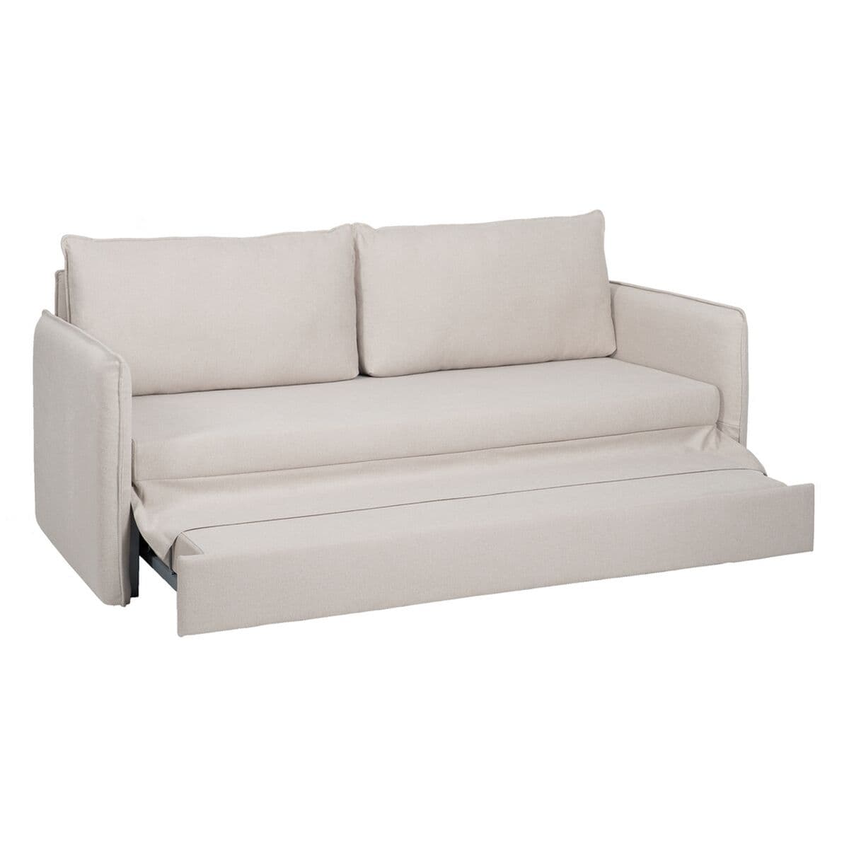Sofa Beige Polyester Leinen 210 x 93 x 95 cm - Thumbnail 5