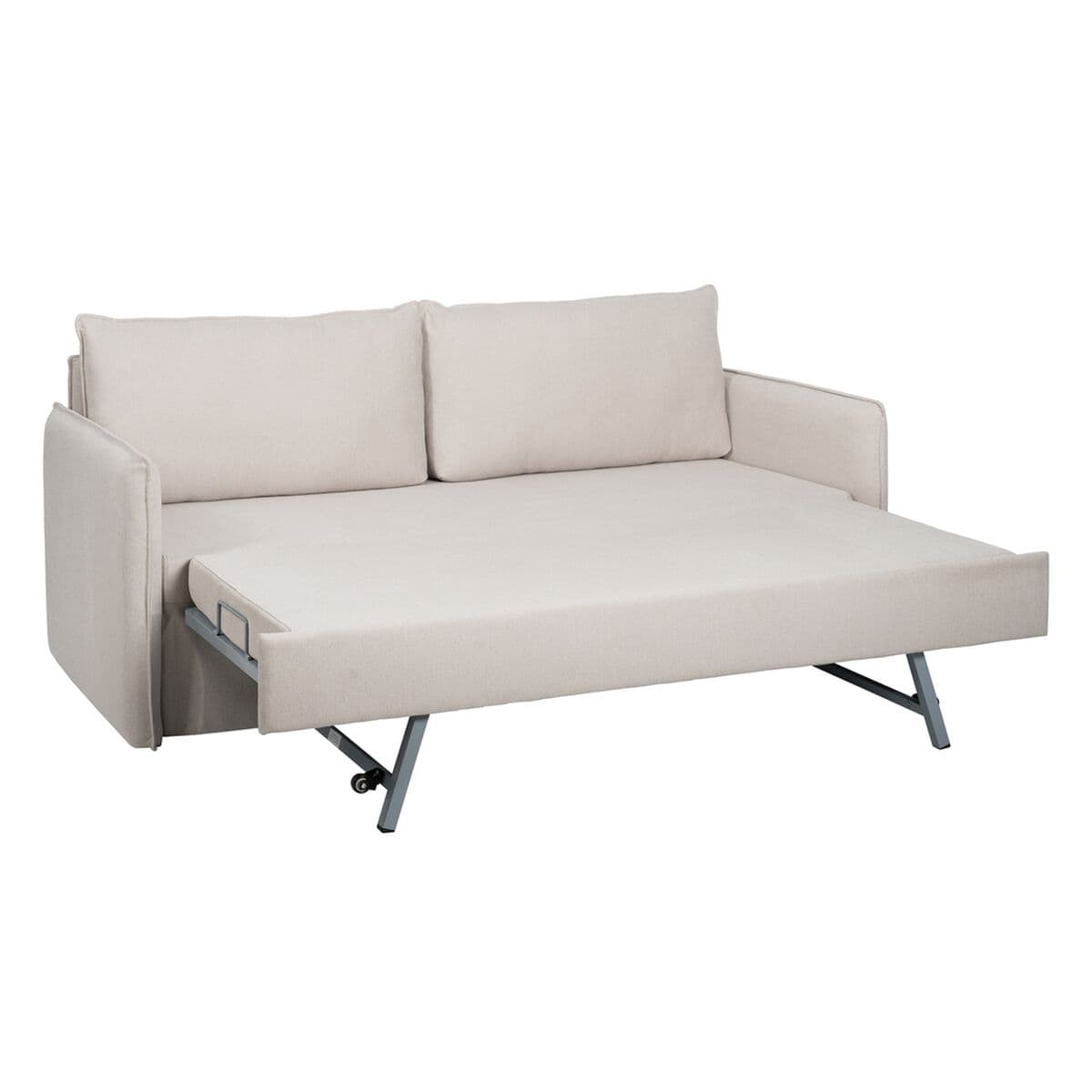 Sofa Beige Polyester Leinen 210 x 93 x 95 cm - Thumbnail 6