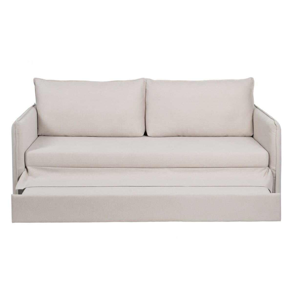 Sofa Beige Polyester Leinen 210 x 93 x 95 cm - Thumbnail 7