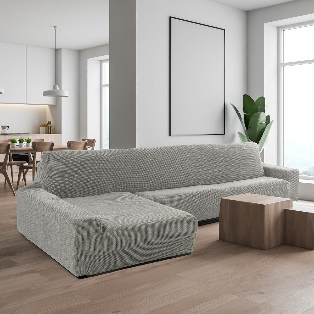 Bezug für Chaiselongue mit langem Arm links Sofaskins NIAGARA Grau (Restauriert B) - Thumbnail 4