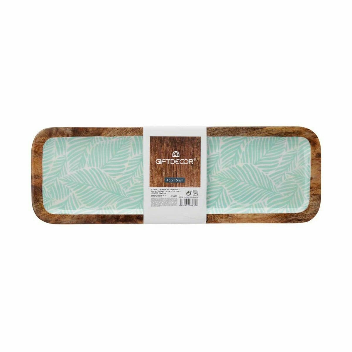 Tischdekoration Gift Decor Weiß Braun grün Polyester Harz Mango-Holz 45 x 15 cm 15,2 x 2,54 x 45,7 cm Pflanzenblatt (6 Stück) - Thumbnail 3