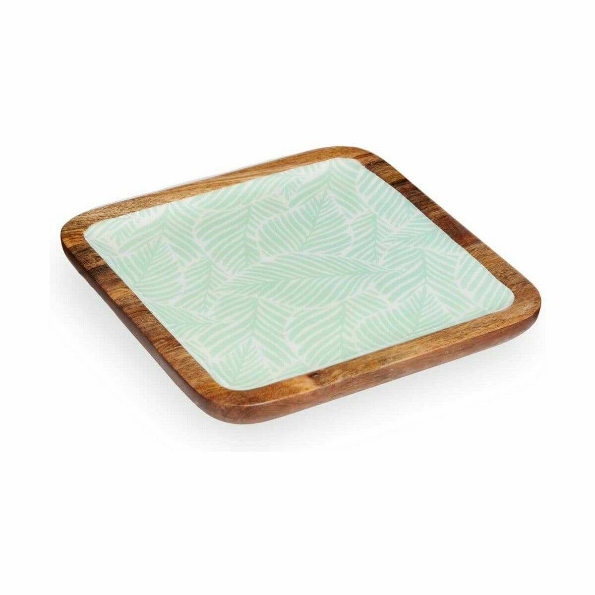 Tischdekoration Gift Decor Weiß Braun grün Polyester Harz Mango-Holz 25 x 25 cm 25,4 x 2,54 x 25,4 cm Pflanzenblatt (6 Stück) - Thumbnail 2