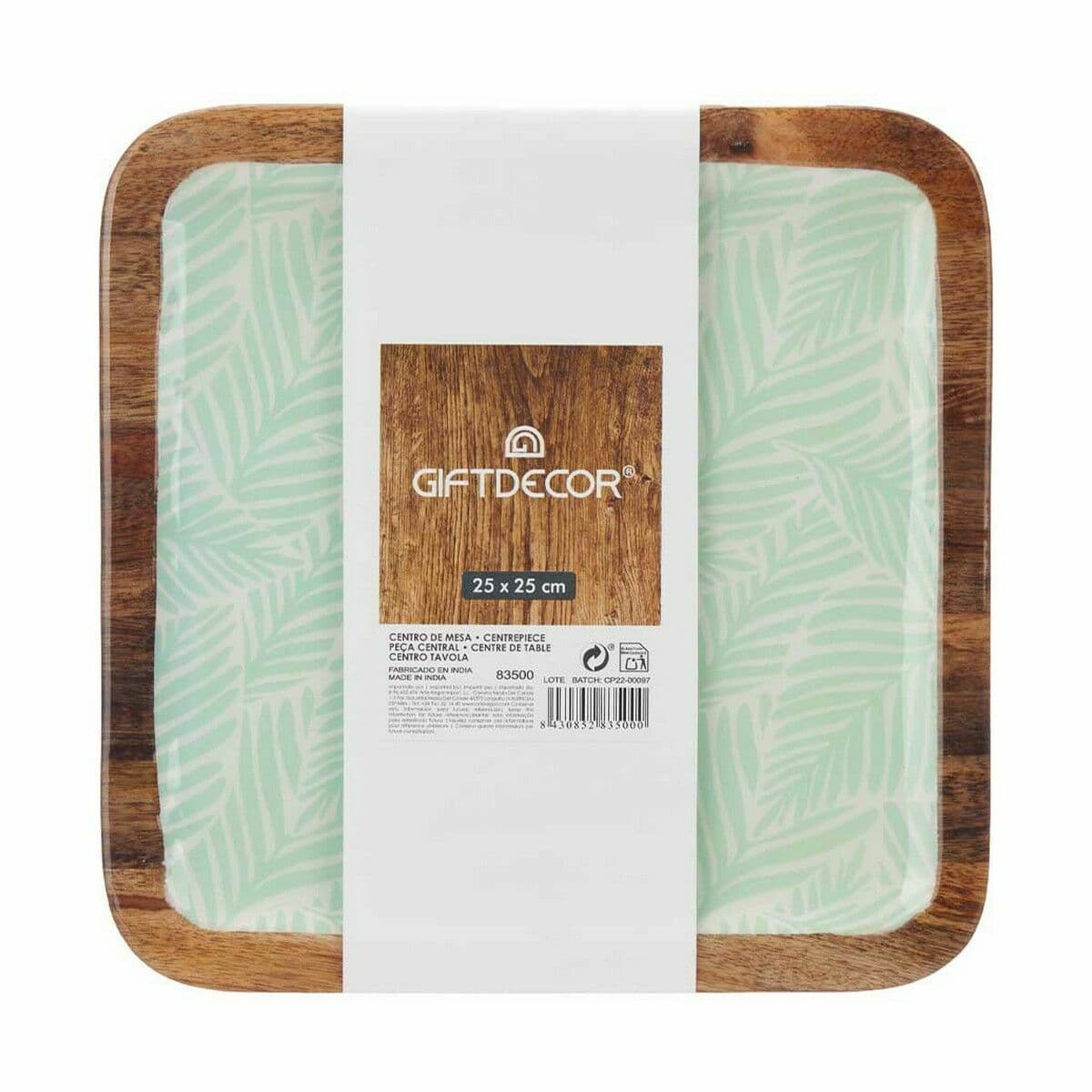 Tischdekoration Gift Decor Weiß Braun grün Polyester Harz Mango-Holz 25 x 25 cm 25,4 x 2,54 x 25,4 cm Pflanzenblatt (6 Stück) - Thumbnail 3