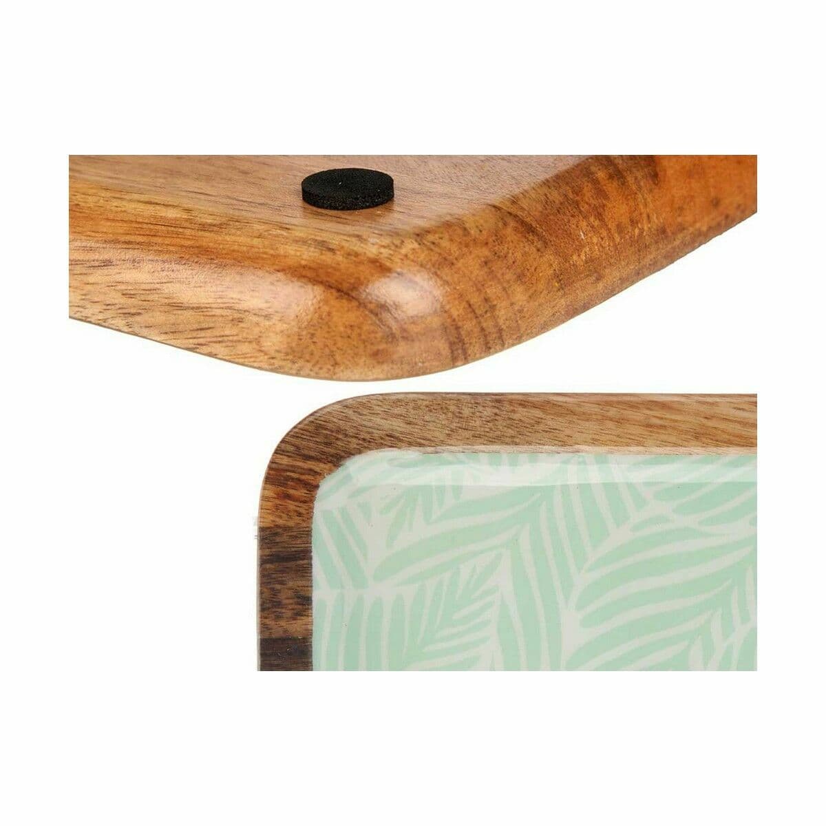 Tischdekoration Gift Decor Weiß Braun grün Polyester Harz Mango-Holz 25 x 25 cm 25,4 x 2,54 x 25,4 cm Pflanzenblatt (6 Stück) - Thumbnail 4