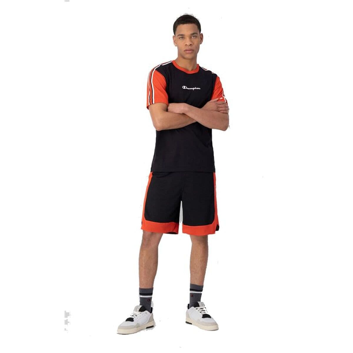 Herren Kurzarm-T-Shirt Champion Schwarz - Thumbnail 2