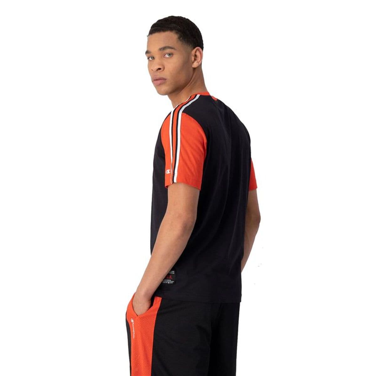 Herren Kurzarm-T-Shirt Champion Schwarz - Thumbnail 3