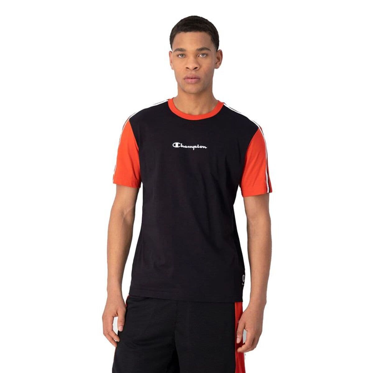 Herren Kurzarm-T-Shirt Champion Schwarz - Thumbnail 4