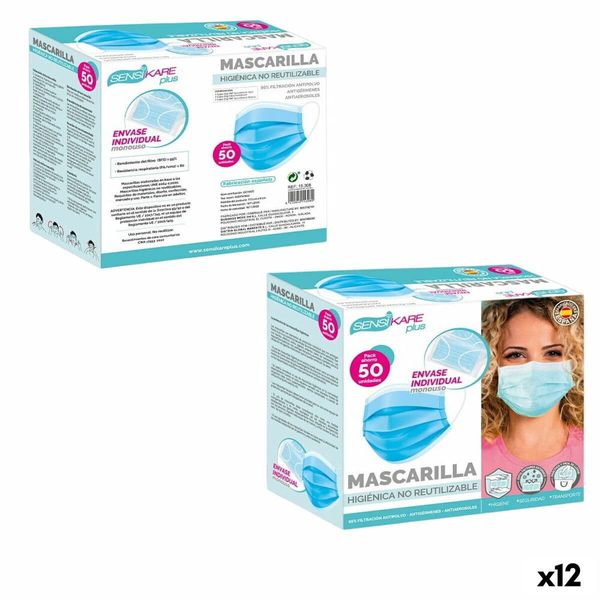 Schachtel mit Hygienemasken SensiKare 50 Stücke (12 Stück) — Bild 1