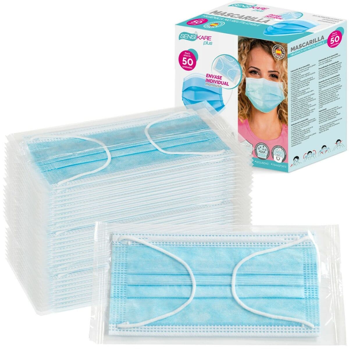 Schachtel mit Hygienemasken SensiKare 50 Stücke (12 Stück) - Thumbnail 3