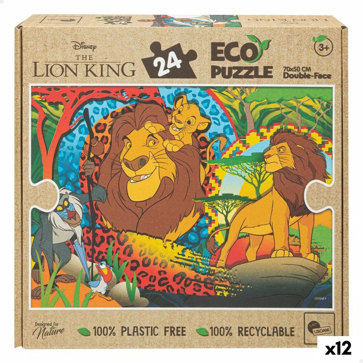 Kinderpuzzle The Lion King Beidseitig 24 Stücke 70 x 1,5 x 50 cm (12 Stück) — Bild 1