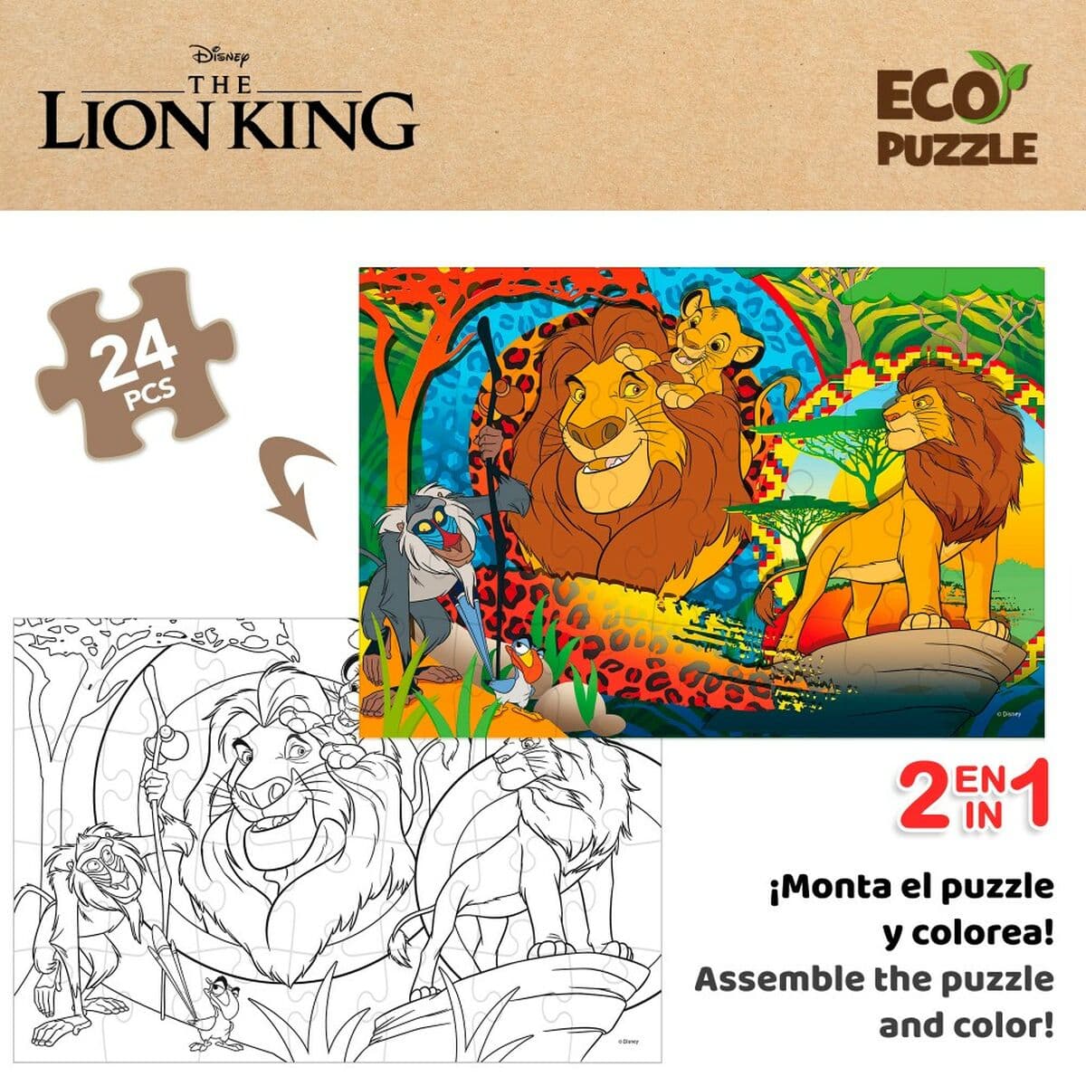 Kinderpuzzle The Lion King Beidseitig 24 Stücke 70 x 1,5 x 50 cm (12 Stück) - Thumbnail 3