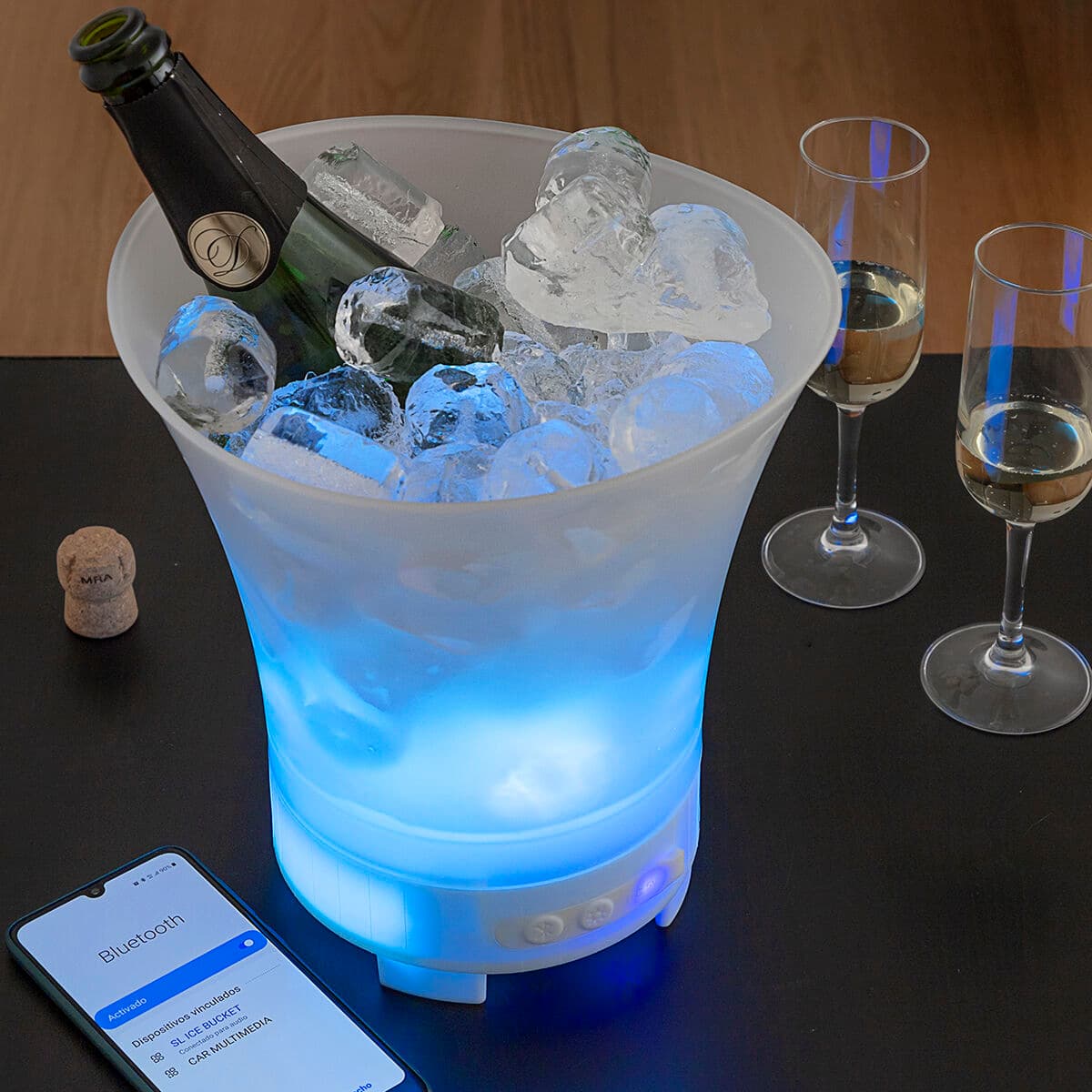 LED-Eiskübel mit wiederaufladbarem Lautsprecher Sonice InnovaGoods - Thumbnail 3