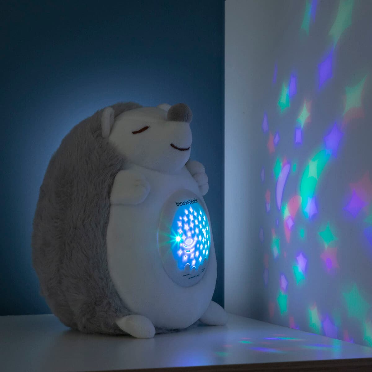 Plüsch-Igel mit weißem Rauschen und Nachtlicht-Projektor Spikey InnovaGoods - Thumbnail 3