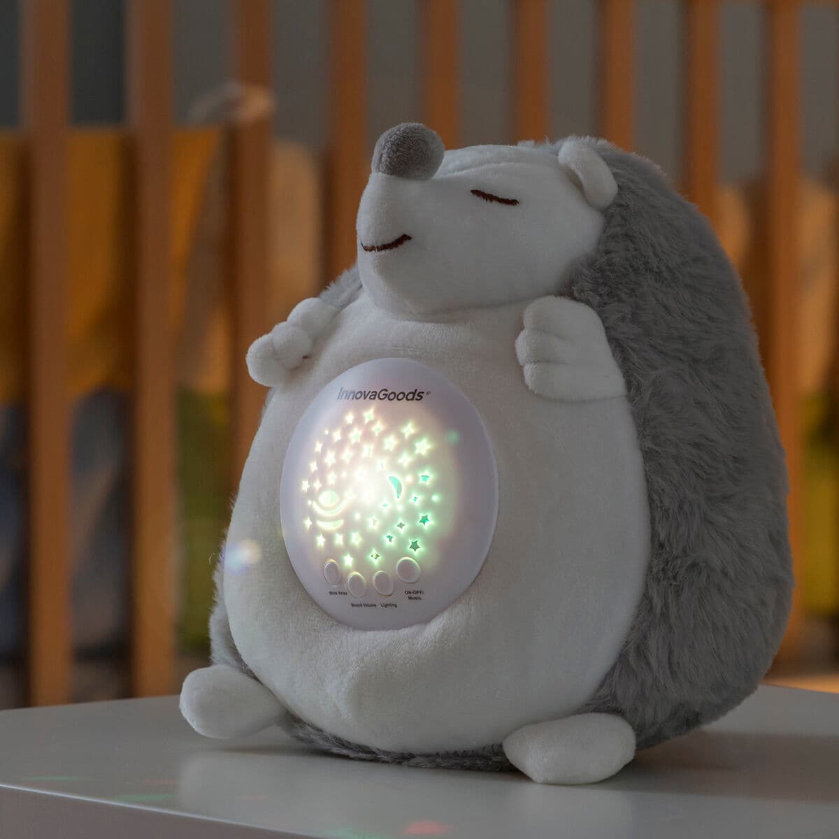 Plüsch-Igel mit weißem Rauschen und Nachtlicht-Projektor Spikey InnovaGoods - Thumbnail 4