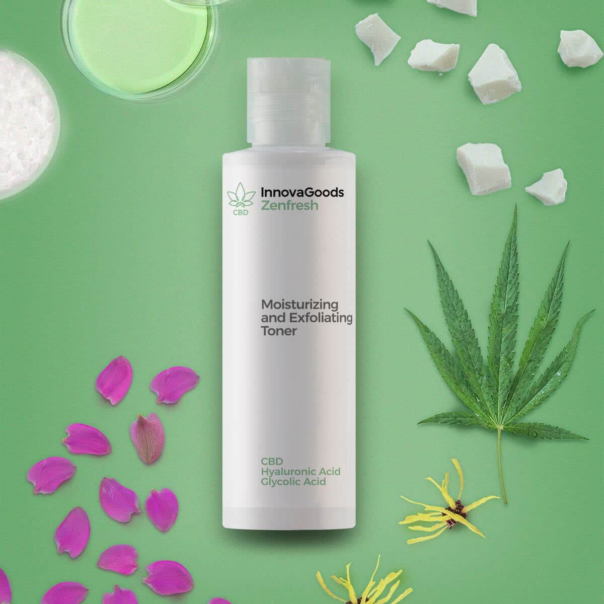 Feuchtigkeitsspendendes Gesichtswasser mit Peeling-Effekt CBD Zenfresh InnovaGoods 150 ml - Thumbnail 5