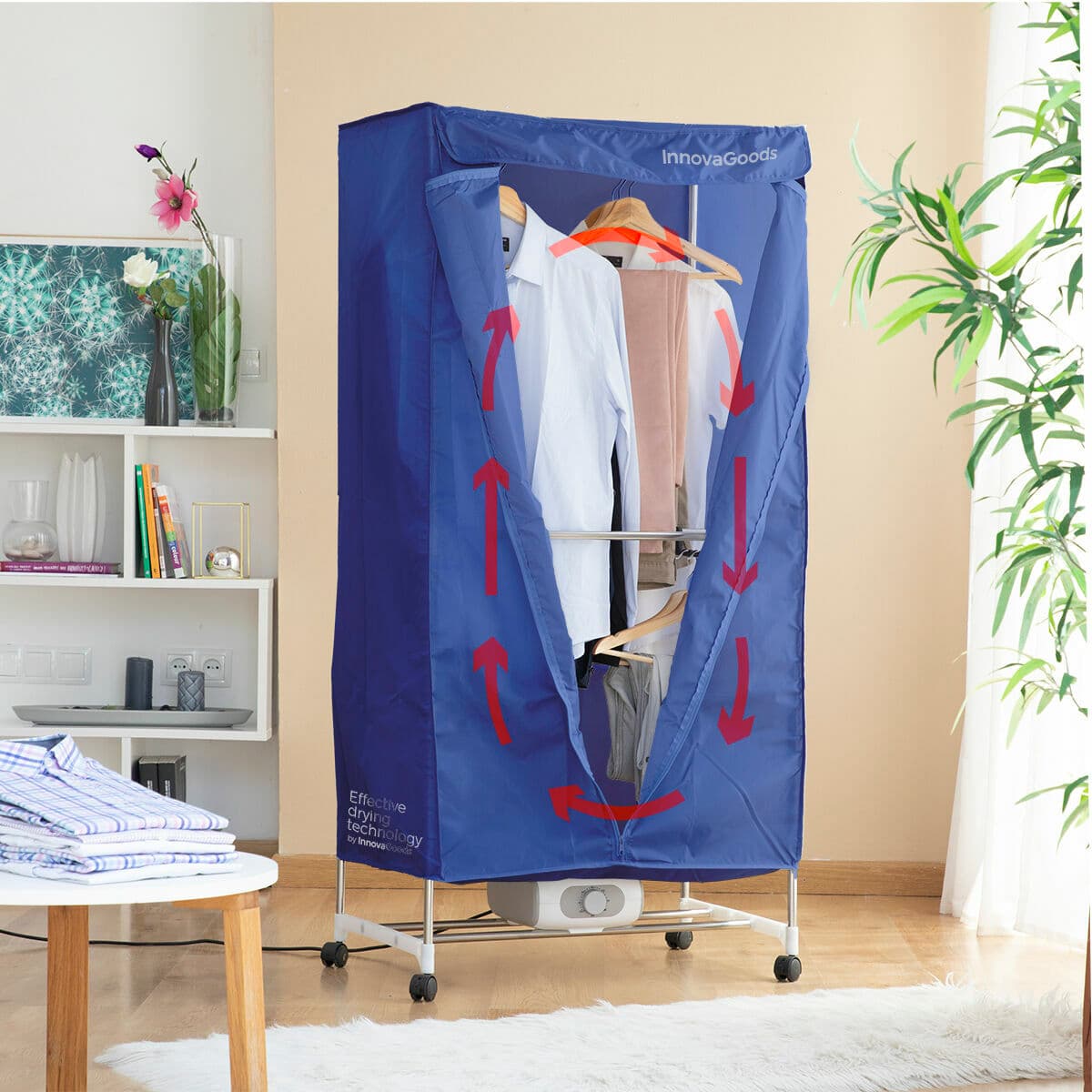 Tragbarer elektrischer Wäschetrockner mit 2 Höhen Dupledry Blue InnovaGoods 1200 W - Thumbnail 2
