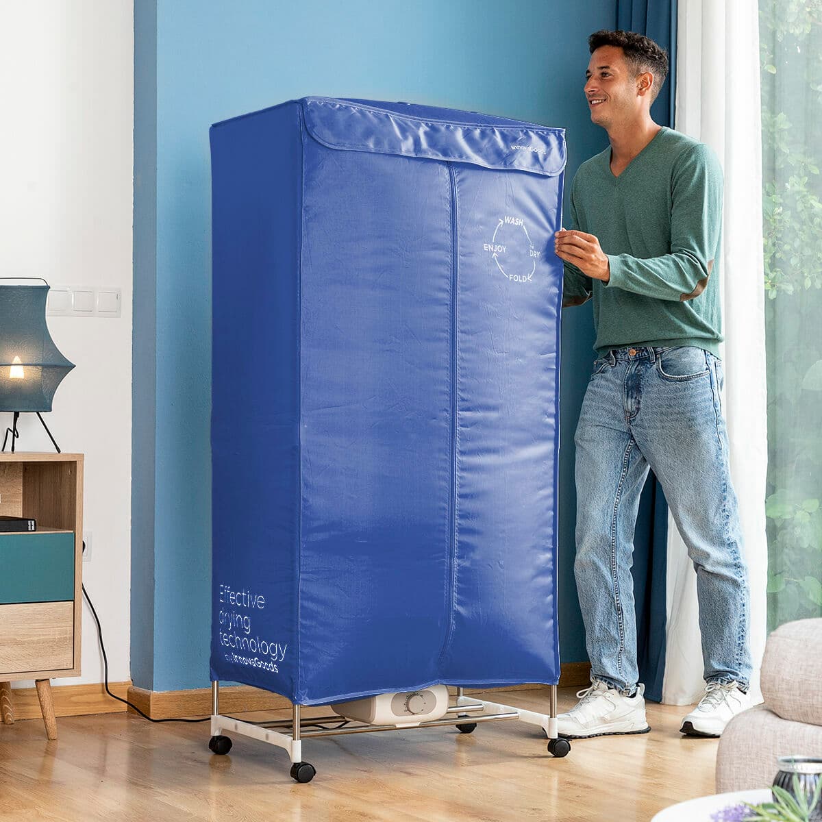 Tragbarer elektrischer Wäschetrockner mit 2 Höhen Dupledry Blue InnovaGoods 1200 W - Thumbnail 5