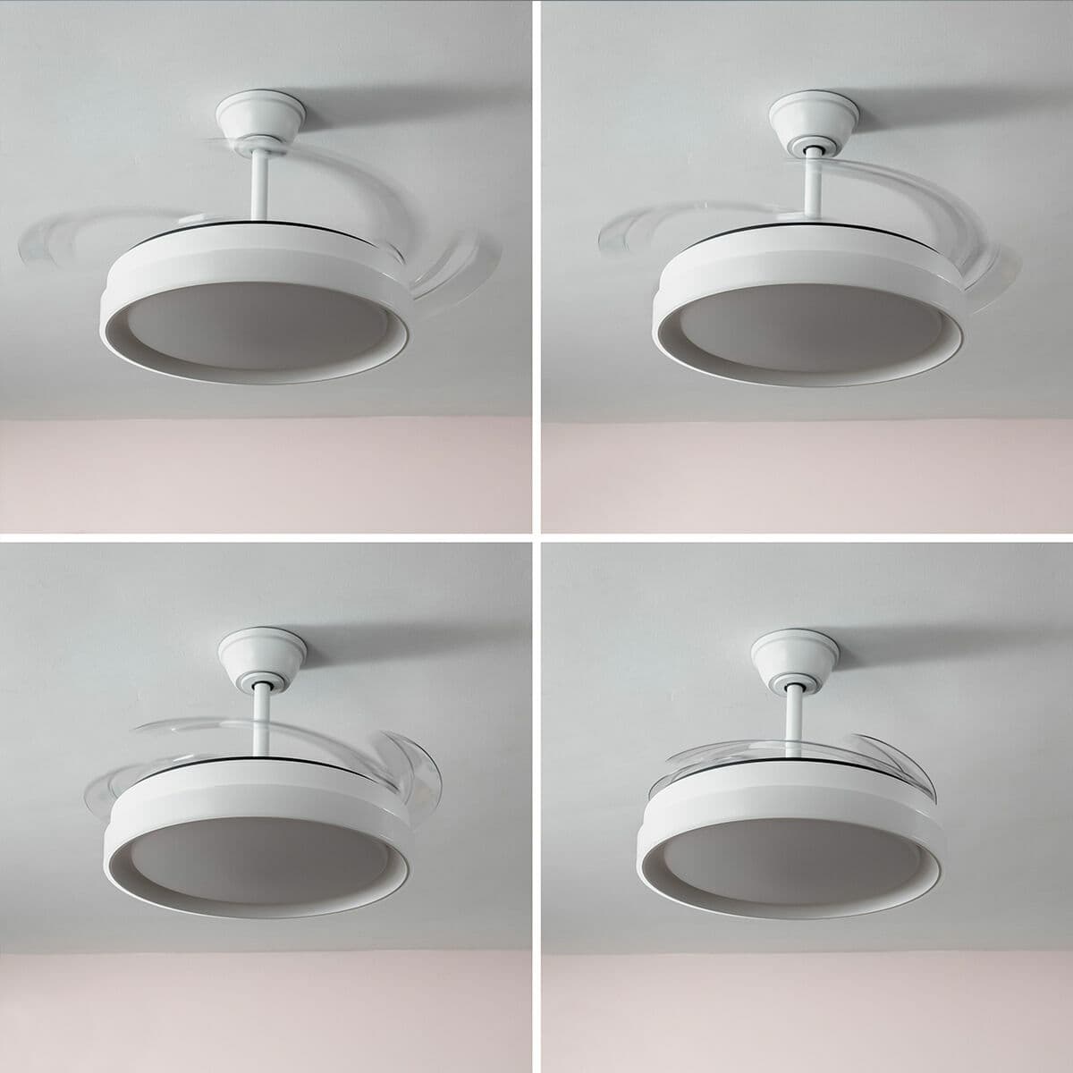 Deckenventilator mit LED-Licht und 4 einklappbaren Flügeln Keteez InnovaGoods Weiß 72 W Ø49-104 cm - Thumbnail 3