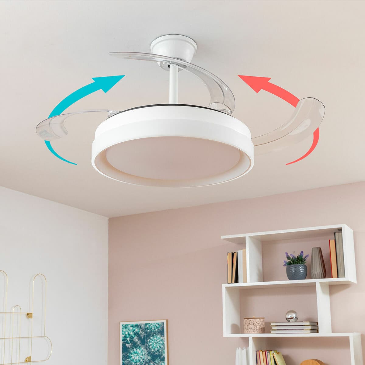 Deckenventilator mit LED-Licht und 4 einklappbaren Flügeln Keteez InnovaGoods Weiß 72 W Ø49-104 cm - Thumbnail 5