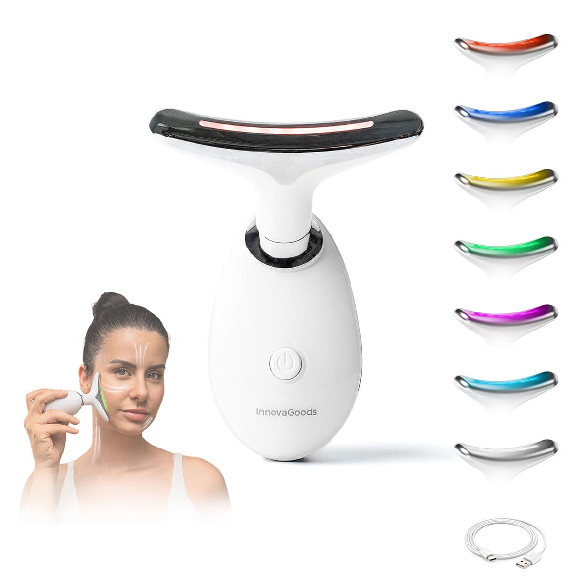 Elektrischer Gesichtsfestiger für Gesicht und Hals mit LED, EMS und Wärme Selora InnovaGoods - Thumbnail 7