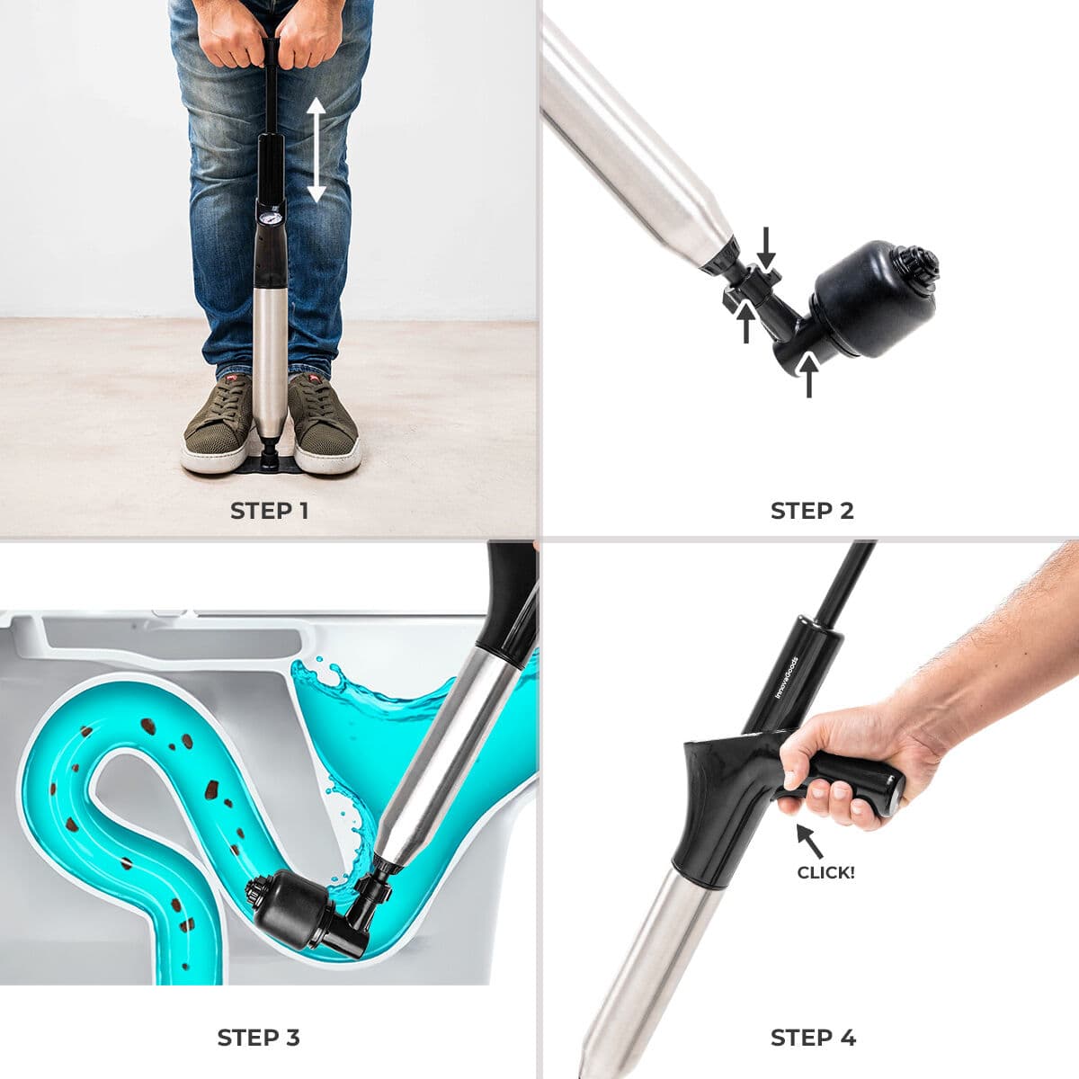 Hochdruck-Druckluftpömpel mit Zubehör und 5-in-1-Manometer Jetpro InnovaGoods - Thumbnail 5