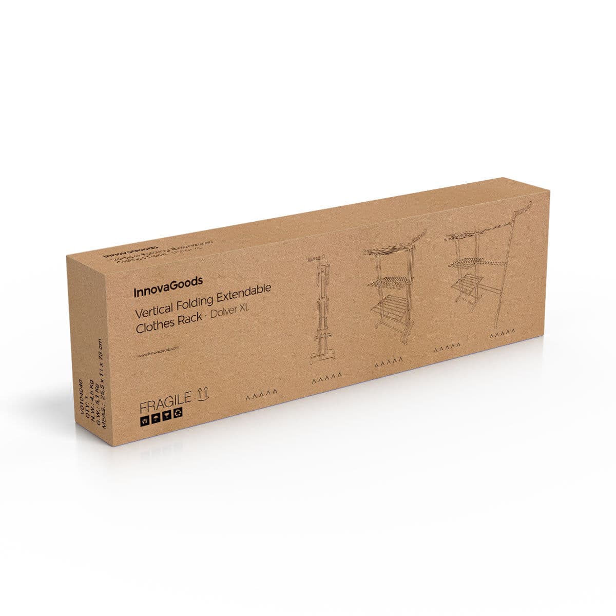 Klappbarer vertikaler ausziehbarer Wäscheständer mit Rollen Dolver XL InnovaGoods 30 Stangen - Thumbnail 8