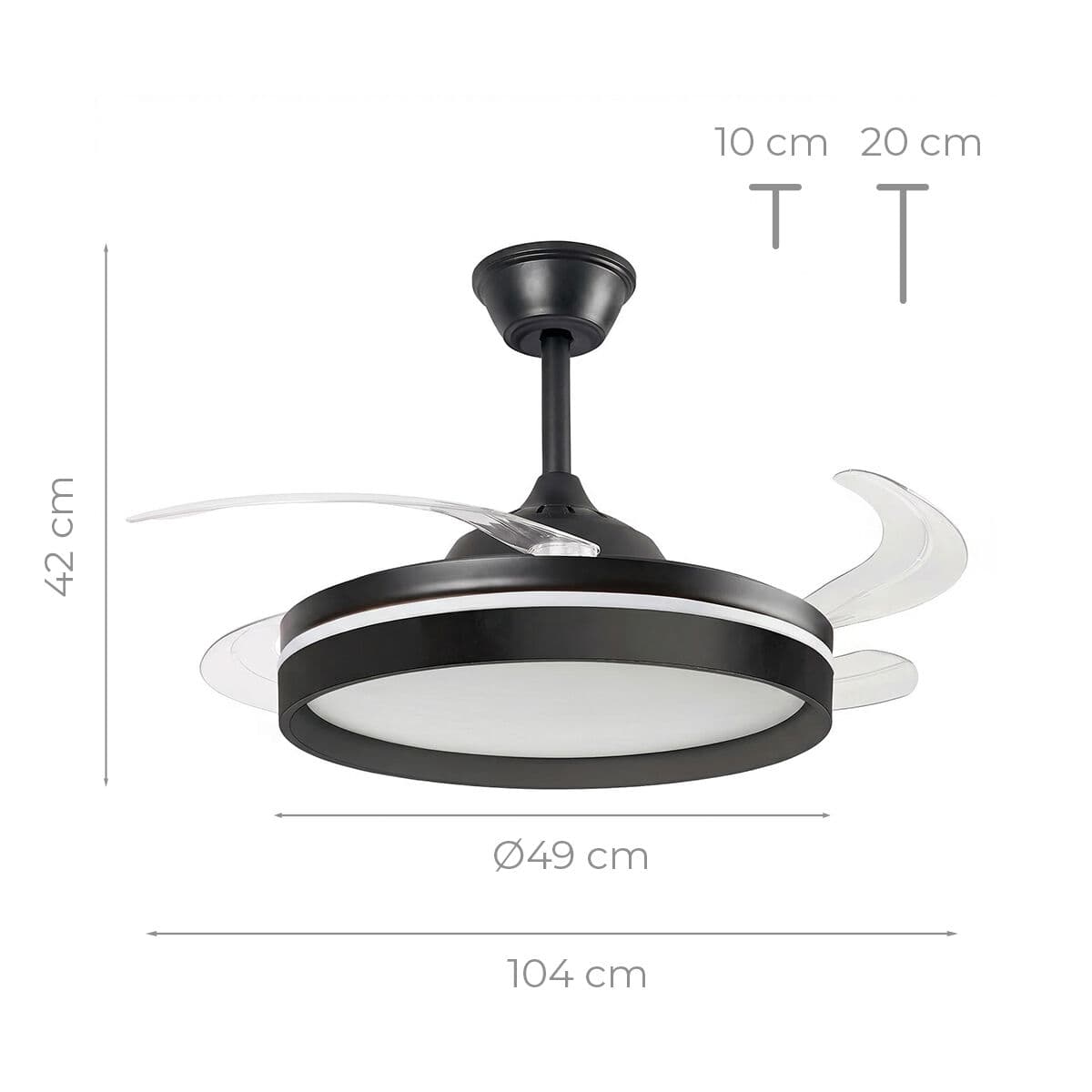 Deckenventilator mit LED-Licht, 4 einziehbaren Flügeln und Fernbedienung InnovaGoods - Thumbnail 8