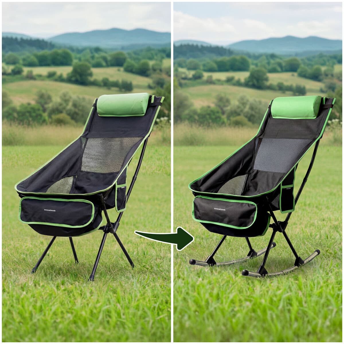 2-in-1 Faltbare Camping-Schaukelstuhl mit Tasche, Kissen und Tragetasche Trillow InnovaGoods - Thumbnail 2