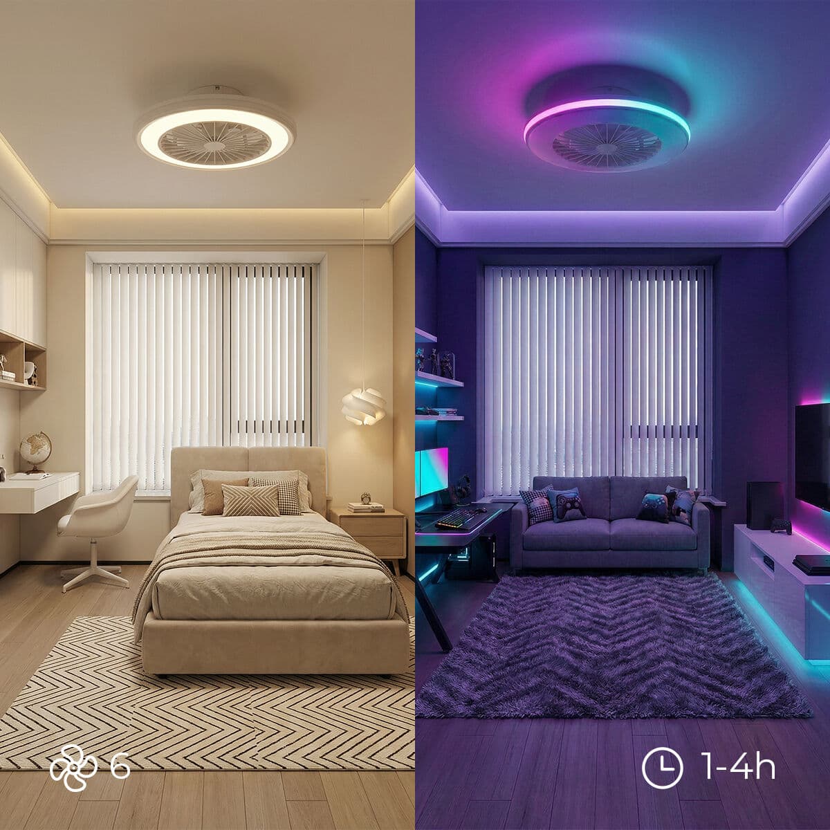 Deckenventilator mit RGB-LED-Licht, verdeckten Flügeln und Fernbedienung Nexory InnovaGoods - Thumbnail 2