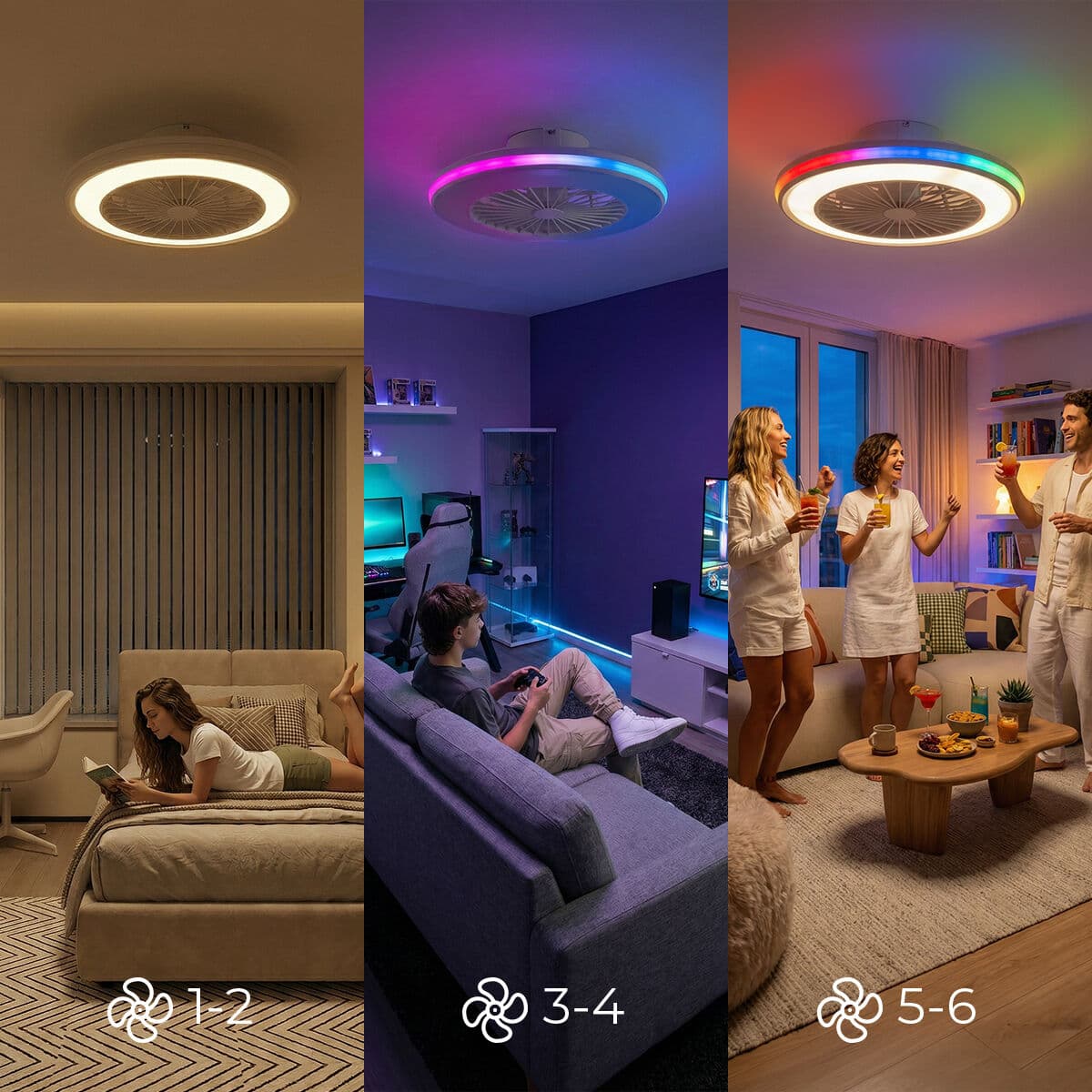 Deckenventilator mit RGB-LED-Licht, verdeckten Flügeln und Fernbedienung Nexory InnovaGoods - Thumbnail 5