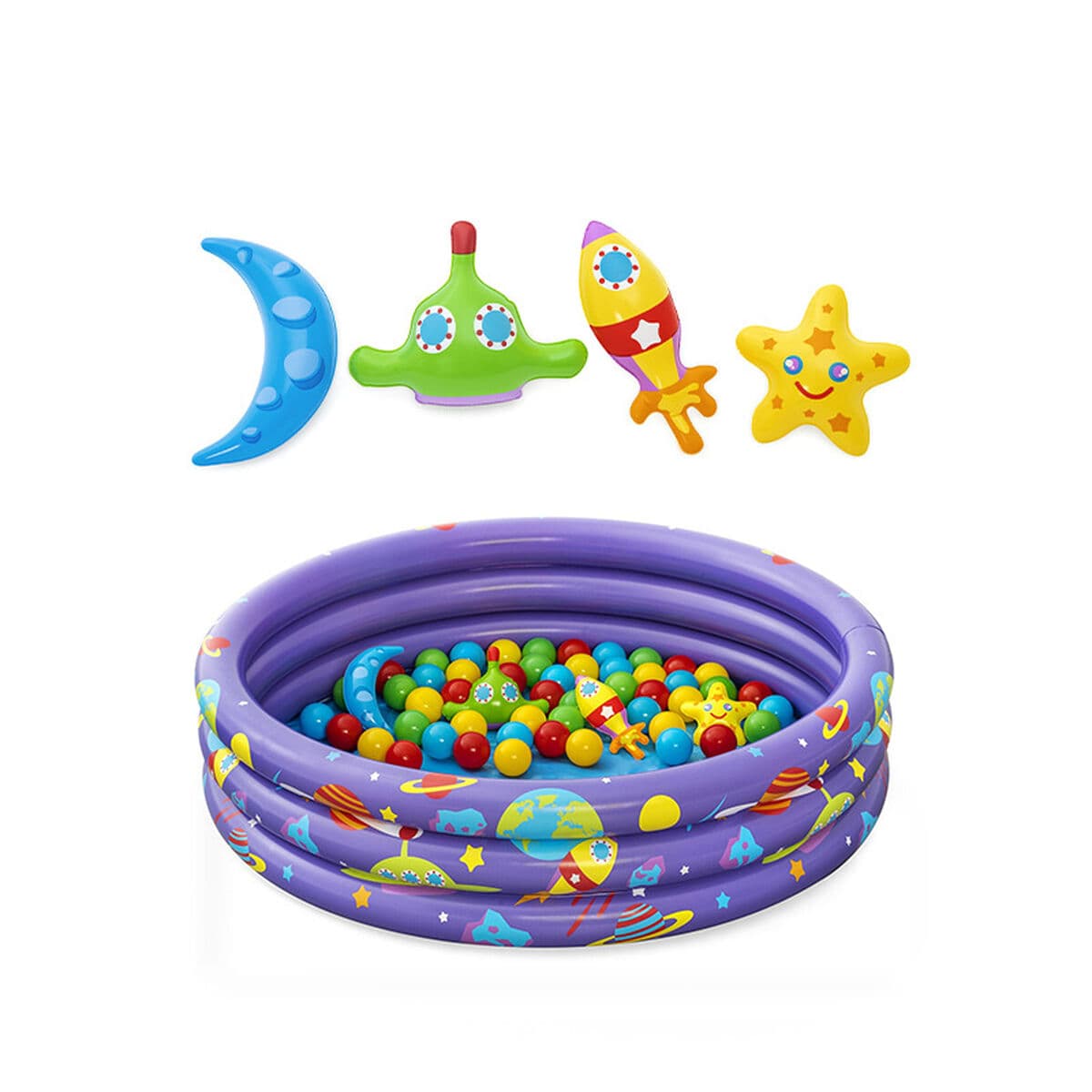 Bestway Aufblasbares Kinderbecken 3 Ringe mit Bällen 102x25 cm +2 Jahre Innen und Garten 52466 — Bild 1