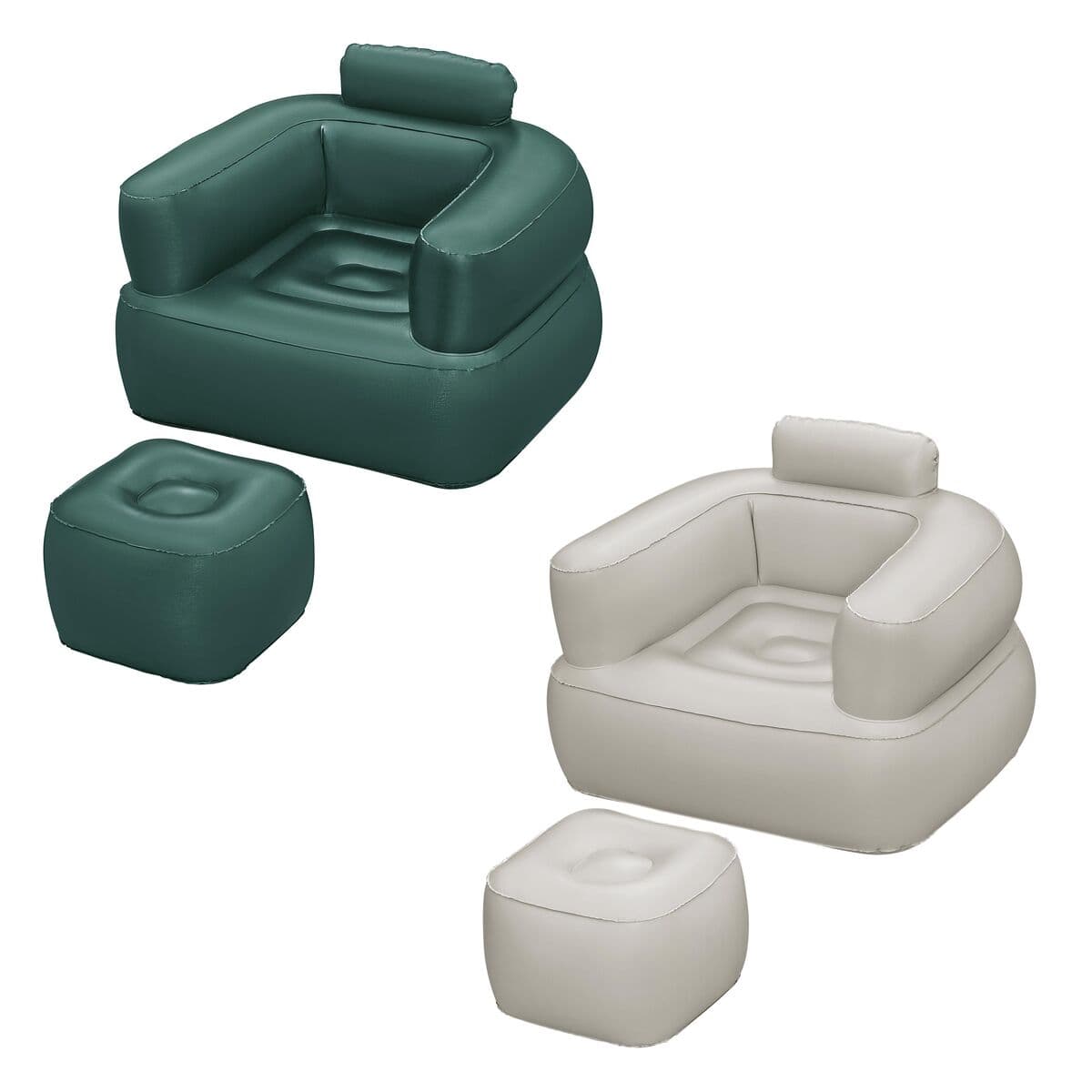 Bestway Sessel Aufblasbar mit Fußstütze Farbwahl 107x99x80/48x48x36 cm Innen 75137 — Bild 1