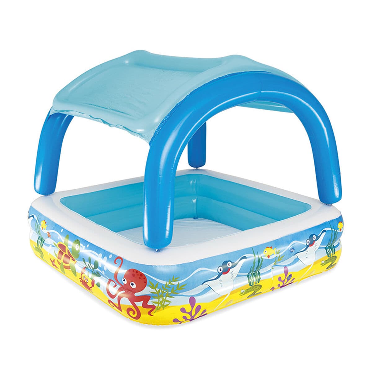 Bestway Aufblasbarer Kinderpool Abnehmbares Dach 140x140x114 cm +2 Jahre Garten 52192 — Bild 1