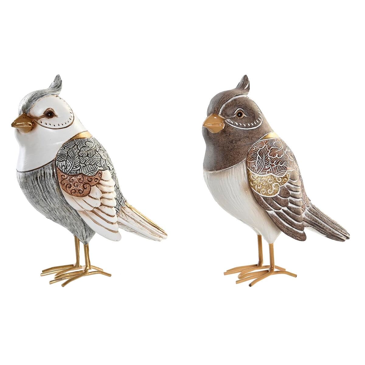 Deko-Figur DKD Home Decor Beige Weiß Harz Fugl Moderne (12,5 x 7 x 16 cm) (2 Stück) — Bild 1