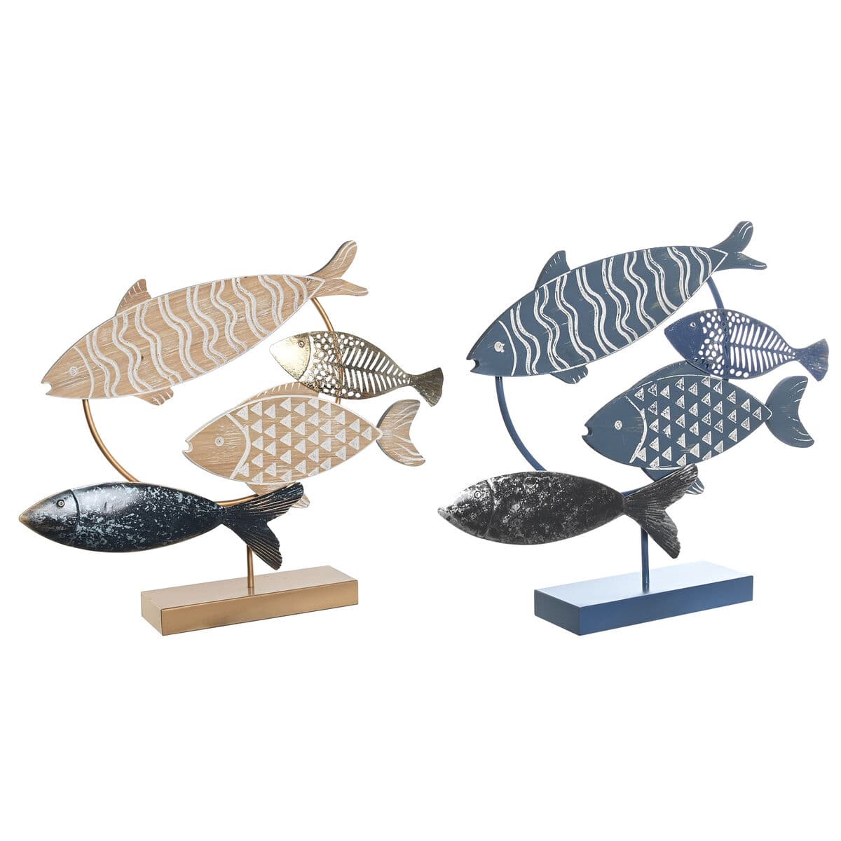 Deko-Figur DKD Home Decor 53 x 9 x 45 cm natürlich Blau Gold Spiralen Mediterraner (2 Stück) — Bild 1