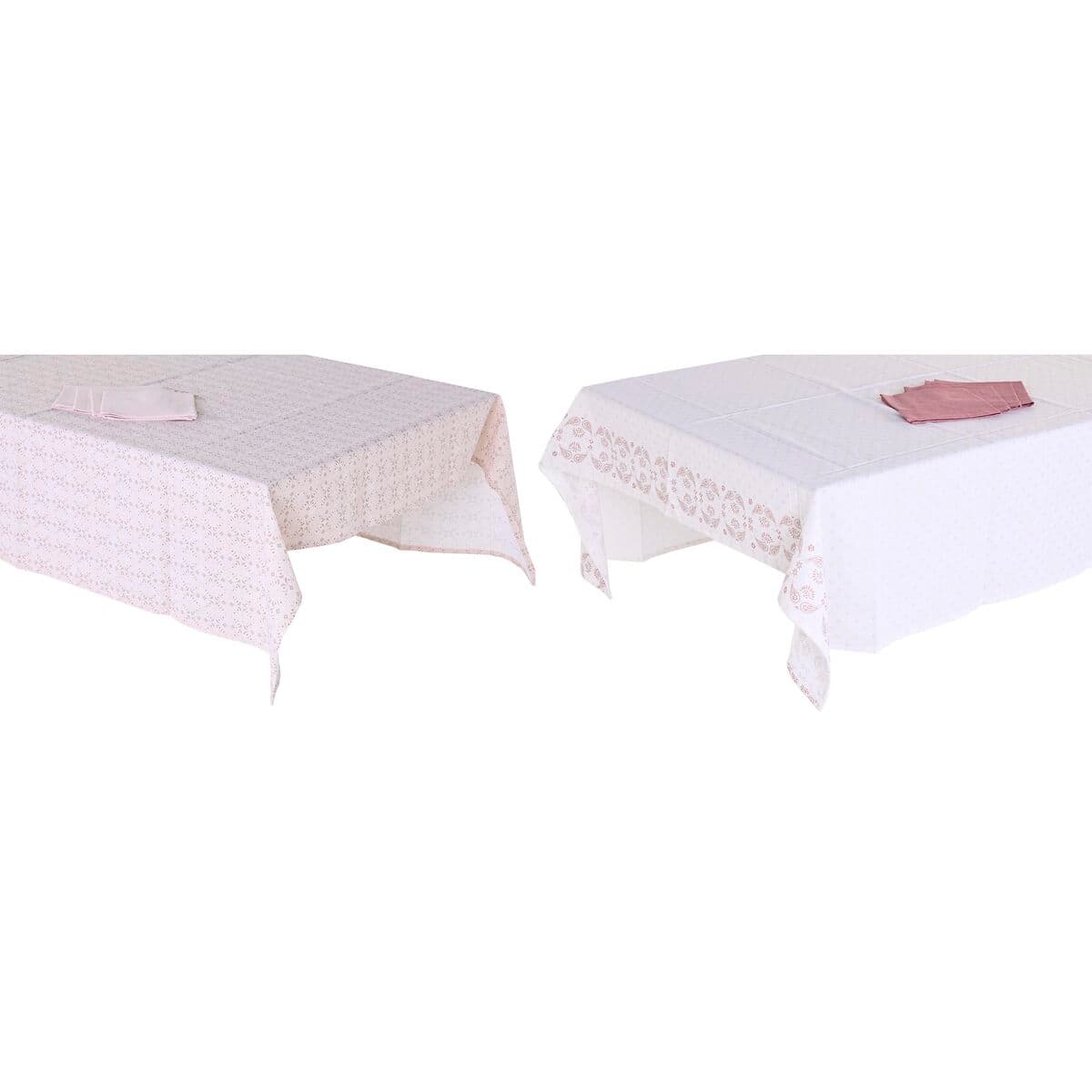 Tischdecke und Servietten DKD Home Decor 150 x 150 x 0,5 cm Rosa Weiß (2 Stück) — Bild 1