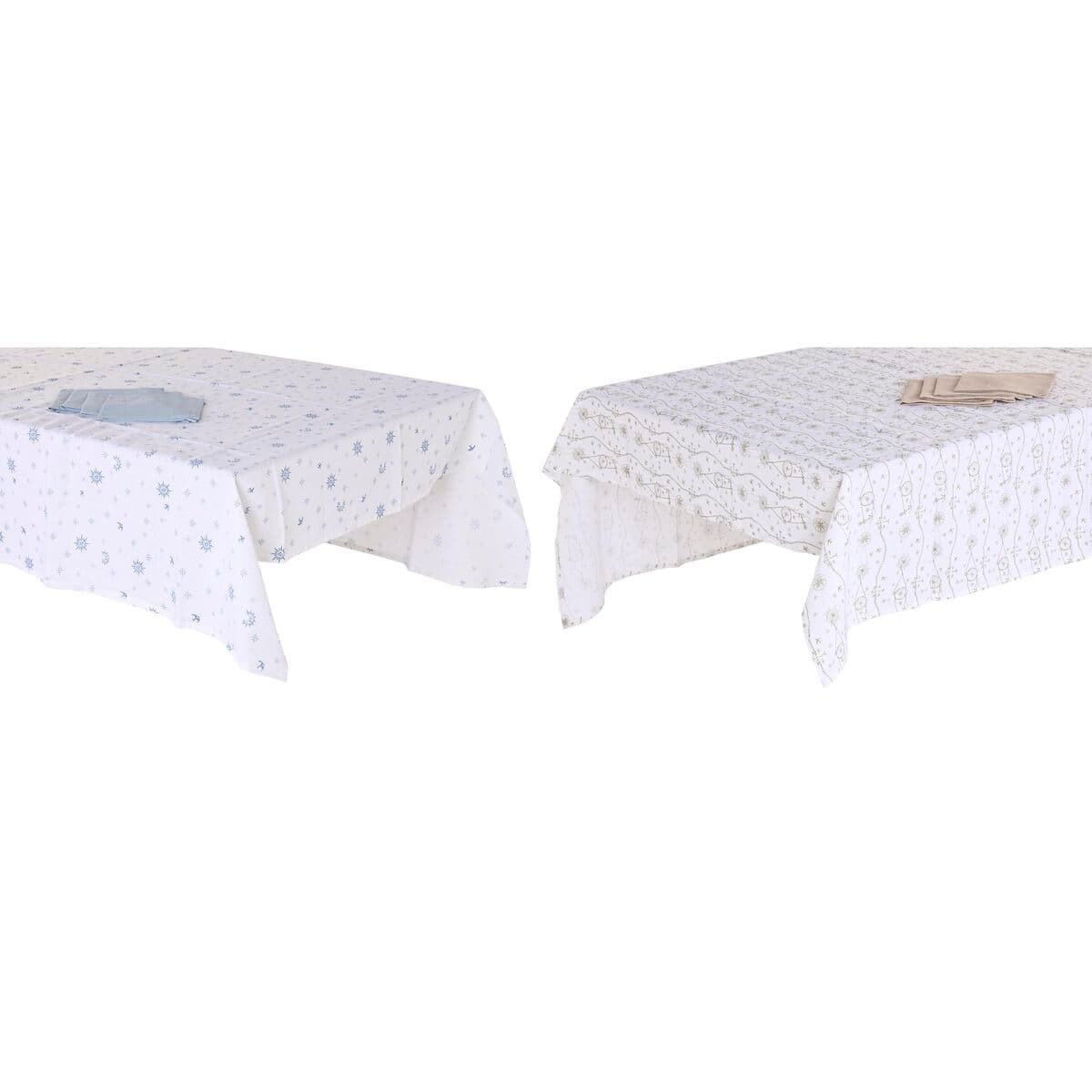 Tischdecke und Servietten DKD Home Decor 150 x 150 x 0,5 cm Blau Braun Weiß (2 Stück) — Bild 1