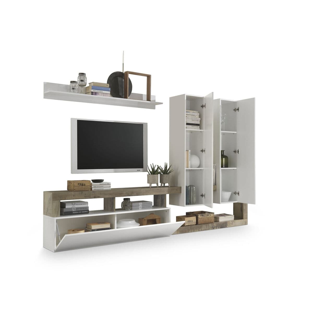 TV-Möbel DKD Home Decor Weiß Metall Aluminium Holz MDF 277 x 75 x 173 cm 277 x 35 x 173 cm — Bild 1