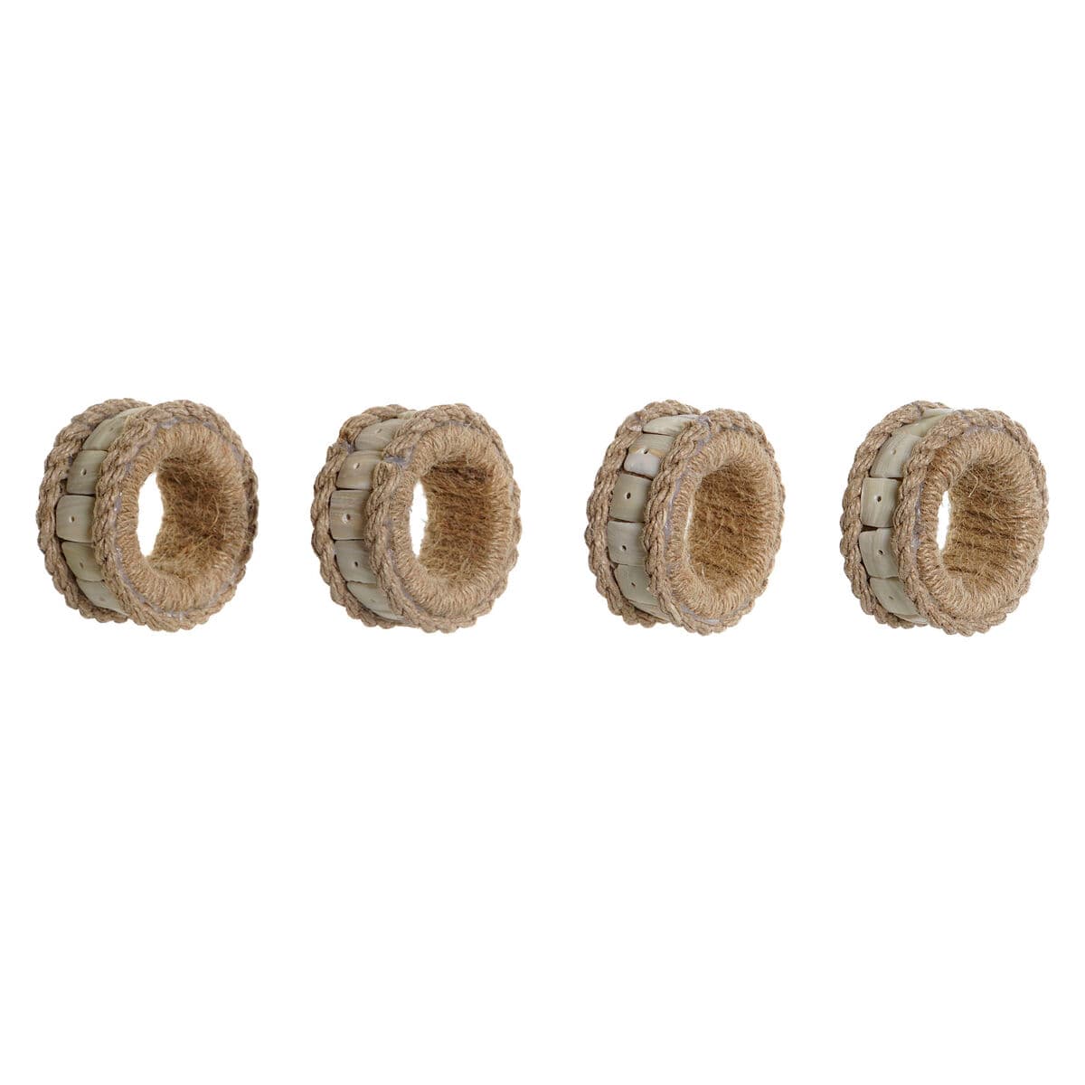 Serviettenring DKD Home Decor natürlich Jute Harz Aluminium 6 x 3 x 6 cm 4 Stücke — Bild 1