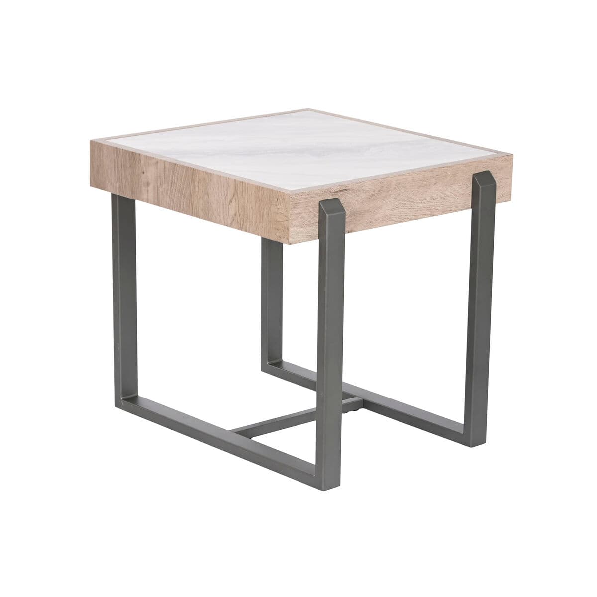 Beistelltisch Home ESPRIT Weiß Grau natürlich Metall 50 x 50 x 50 cm — Bild 1