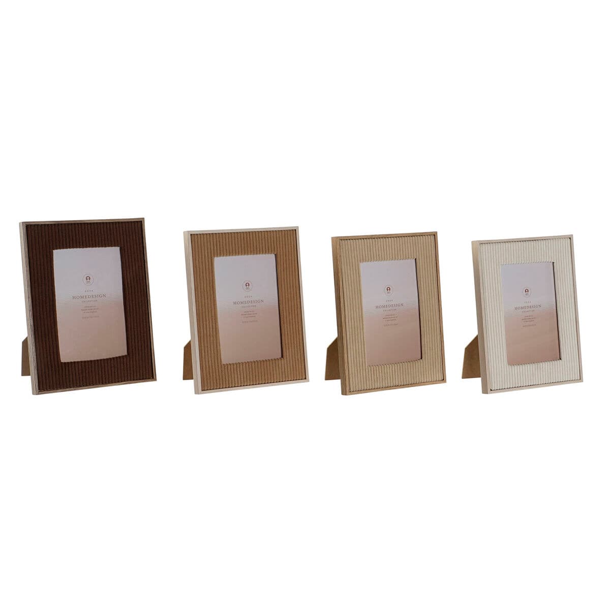 Fotorahmen Home ESPRIT Weiß Braun Beige Hellbraun Samt Kristall Moderne 16 x 2 x 21 cm (4 Stück) — Bild 1