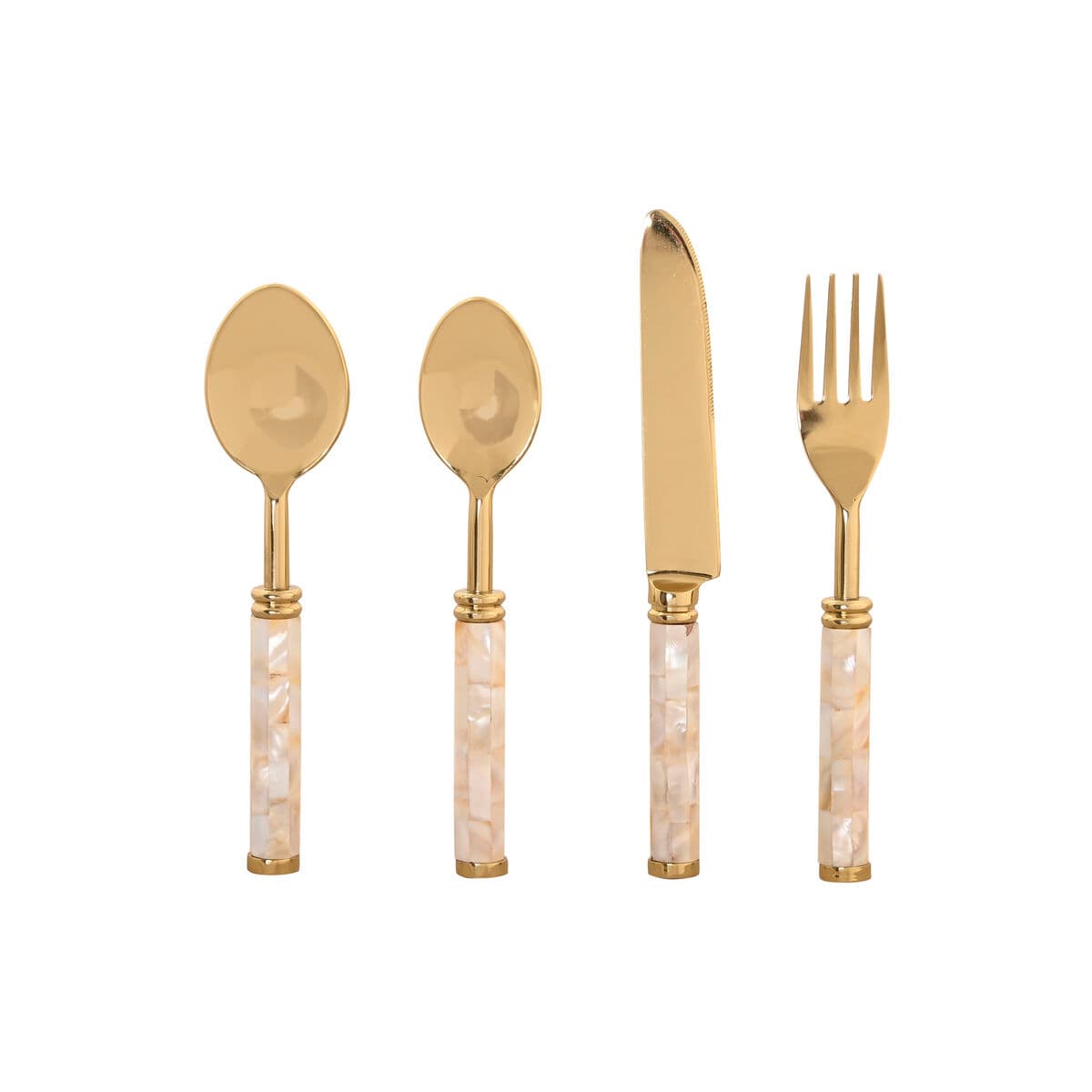 Besteck Home ESPRIT Weiß Gold Edelstahl Perlmutt 4,5 X 2 X 21 CM 16 Stücke — Bild 1